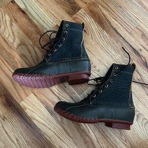 Ll Bean Boots Brown Red Bison Leather 8”  Lace Up Duck Boots BM Women’s 6